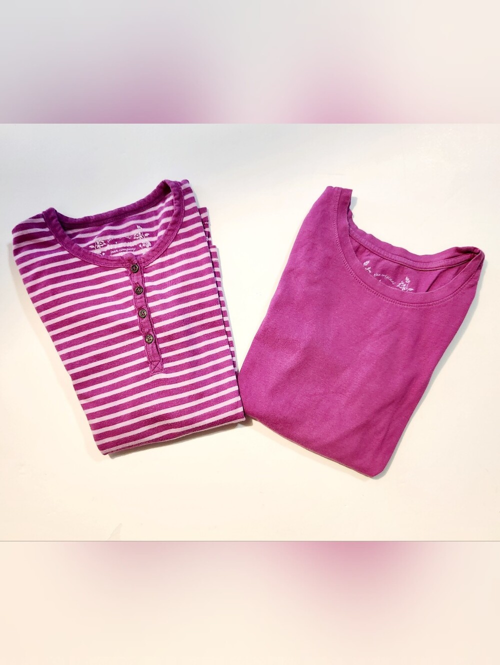 🩷Girls' Long Sleeve Striped & Solid Tee 2 Pc. Set Size: 10/12